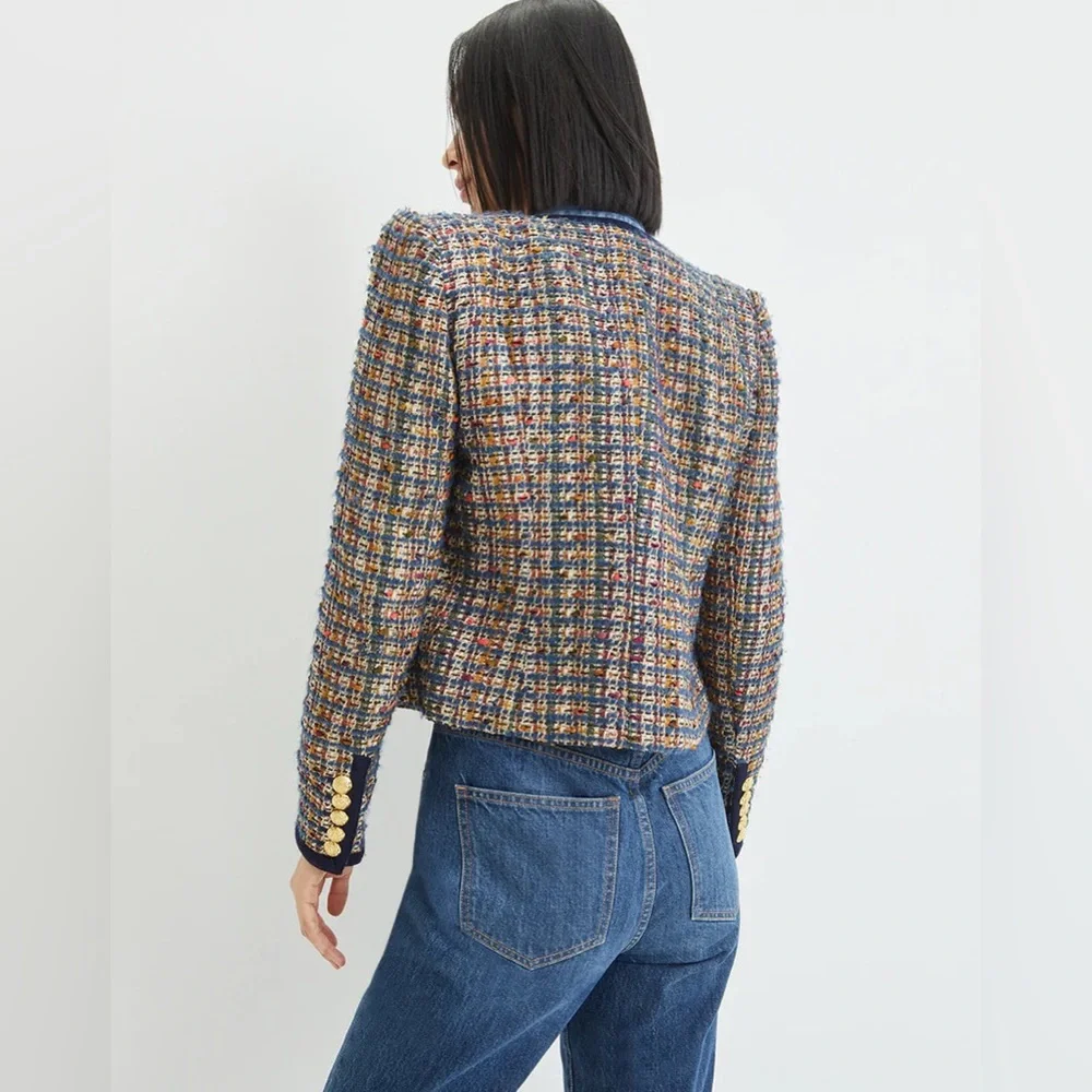 Veronica Beard Lars Tweed Jacket w/ gold buttons Sz. 2 - Picture 6 of 8